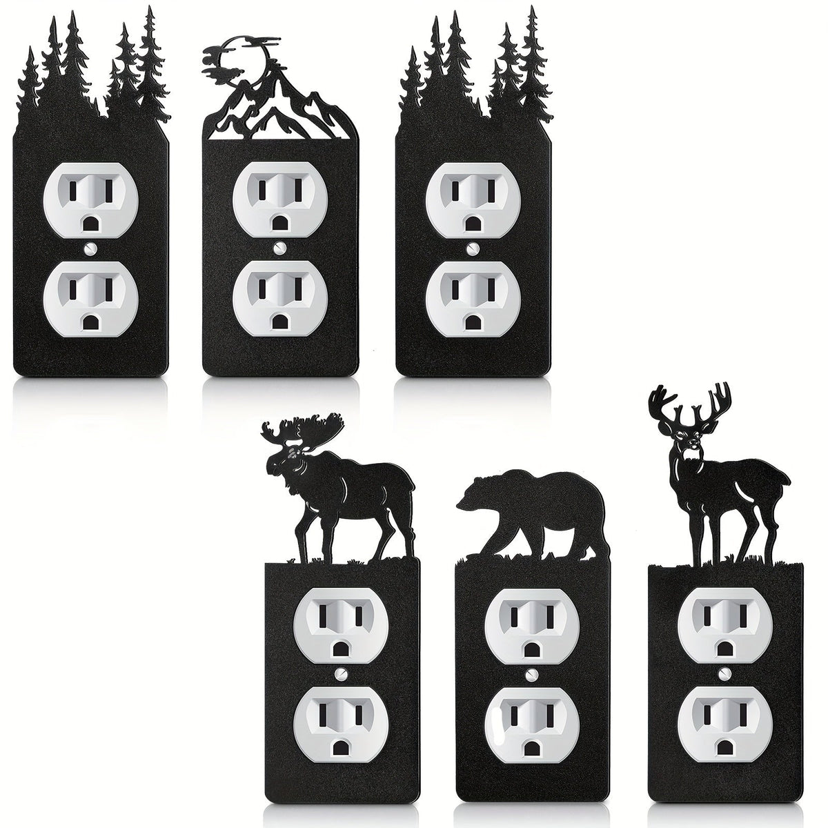 Light Switch Cover Plates 6 Pack Metal Bear Moose Trees Mountains Rustic Cabin Nature Theme Single Gang Wall Plate 2.75 x 6.69 Inch for Home Bedroom Living Room Cabin Lodge Decor - product image 6