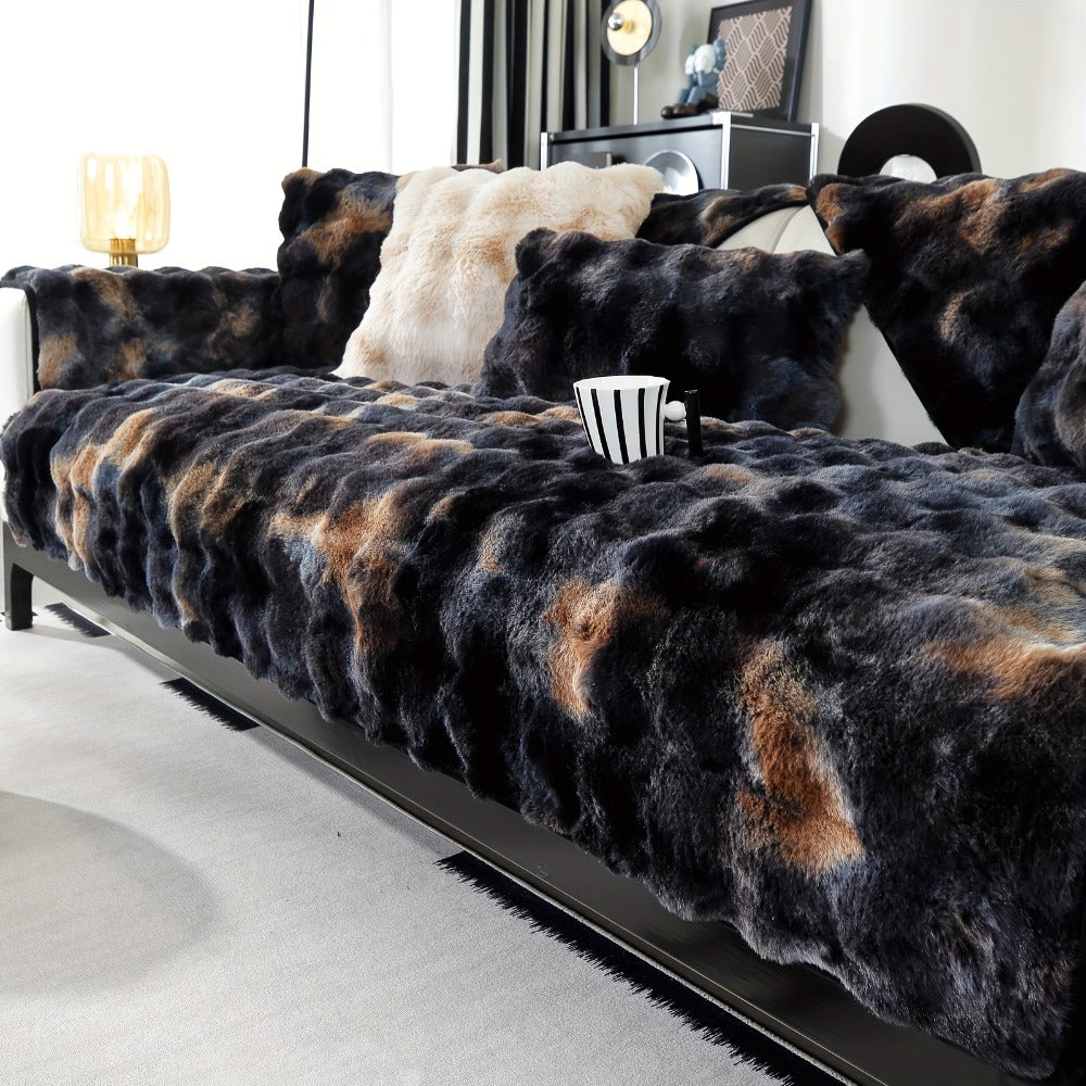 Plush Sofa Cover Faux Lamb Thick Fluffy Couch Slipcover Pet Friendly Machine Washable Gradient Color Polyester Furniture Protector for Armchair Single Double Triple Sofa Living Roo - product image 8