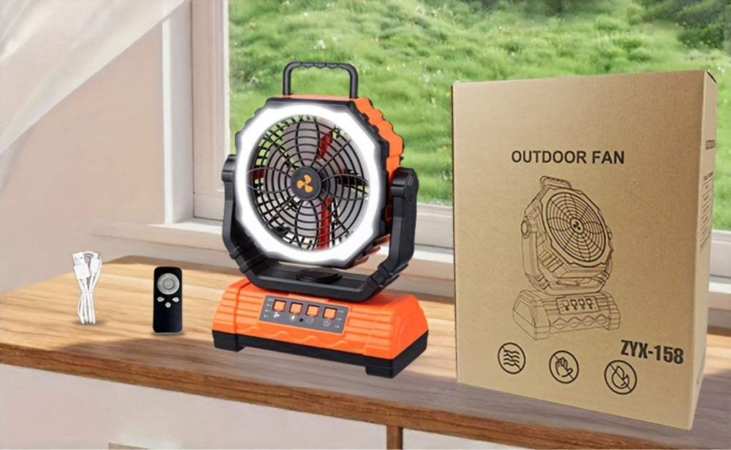 Camping Fan 20000mAh Battery Powered with 4 LED Lantern - Dual Motor 4-Speed Portable Outdoor Fan with Hook & Remote Control | Desktop Fan for Tent, Power Outage & Construction Sit - product image 7