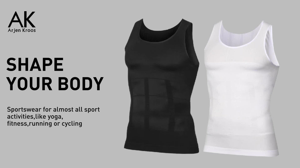 5-Pack Men's Compression Shirts - Tummy Control Waist Trainer Vest, Sleeveless Body Shaper with Neoprene Filler, Medium Stretch Athletic Base Layer for Workout - product image