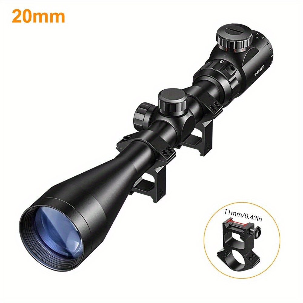 Four-Hole Picatinny Mount Adjustable Tactical Optical Scope for Hunting Shooting Outdoor Use | Waterproof Riflescope 3-9x40 with Red Green Illuminated Reticle - product image 3