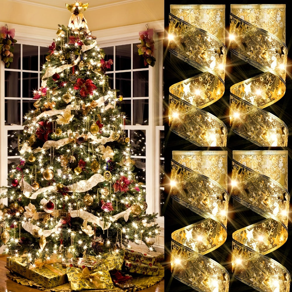 LED Christmas Fairy String Lights Battery Powered - 10M/32.8FT Golden Warm White Ribbon Garland for Christmas Tree, Indoor Party & Holiday Decorations - product image 2