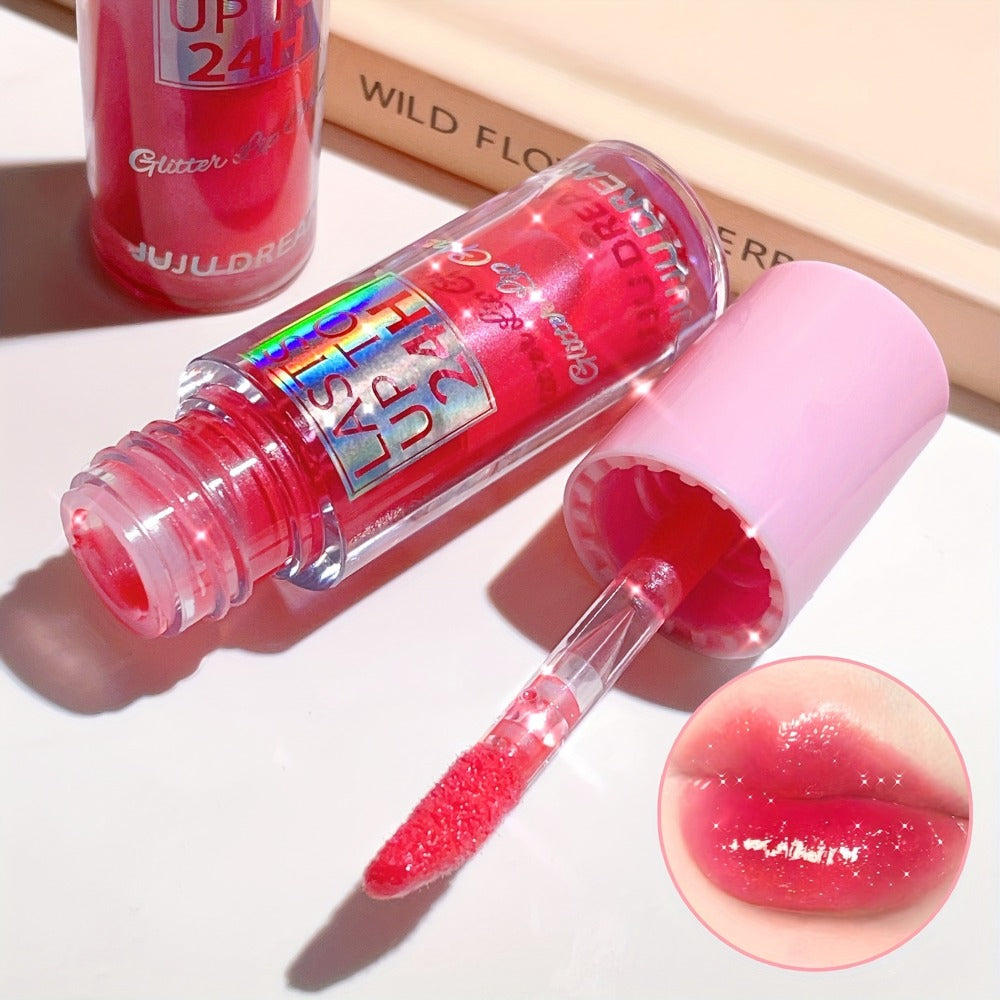 24H Waterproof Glitter Lip Gloss & Lip Stain Set 3PCS – Moisturizing Lip Oil Formula, Long-Lasting Smudge-Proof Glitter Shine in Berry Coral Pink Red Shades for Women All Skin Tone - product image 10
