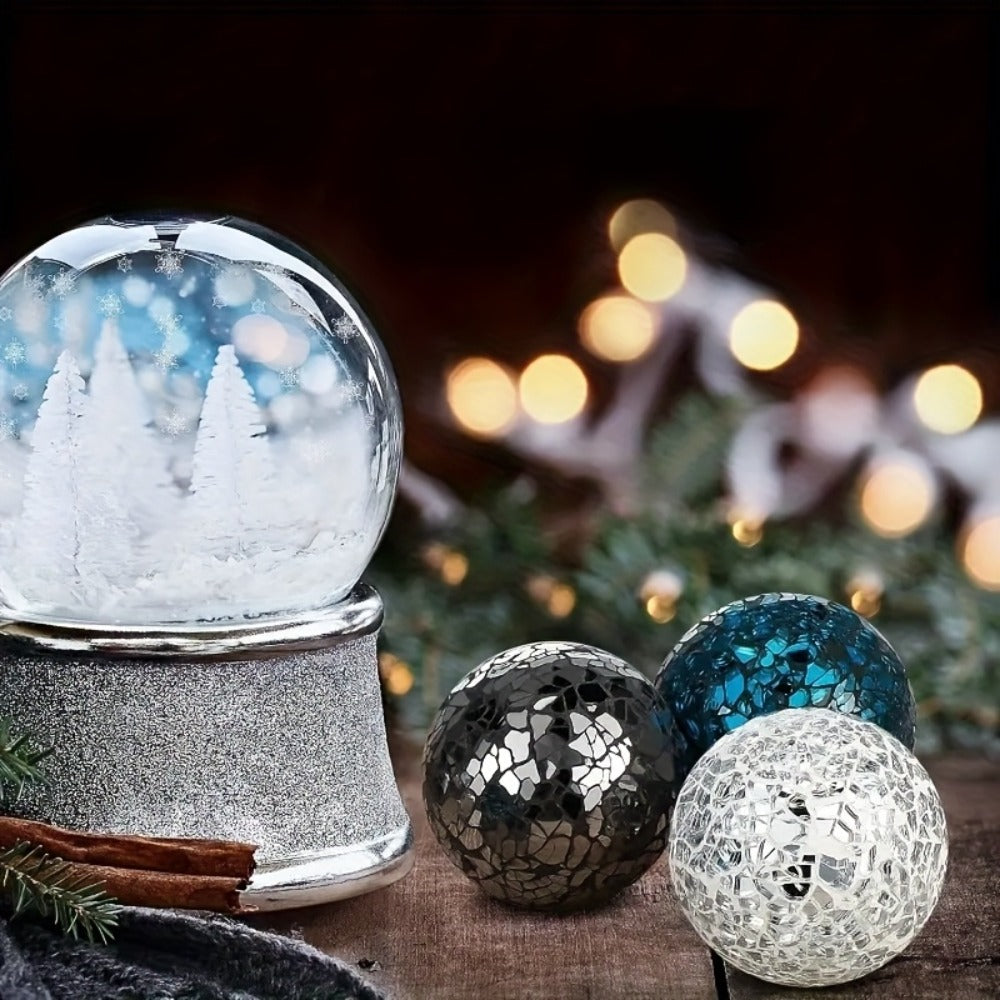 Decorative Glass Balls for Bowls 3 Inch Set of 3 with Glass Tray, Bowl Fillers Centerpiece Table Decorations for Home Decor Living Room Dining Coffee Table, Silver Black Gold Green - product image 6