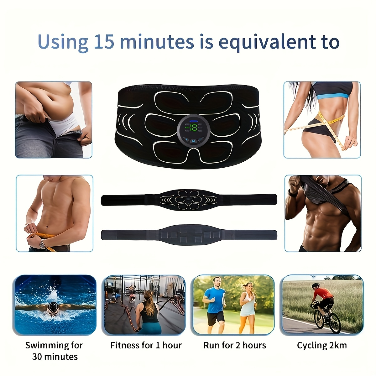 Lithium Battery Powered | EMS Muscle Stimulator 3-Piece Set Rechargeable 6 Modes 18-Level Intensity for Muscle Training, Recovery & Pain Relief