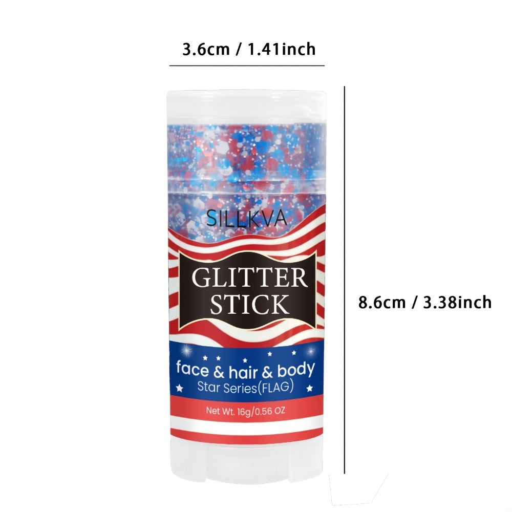 Glitter Makeup Stick Red & Blue Multi-Use Glitter Gel for Face Hair & Body – Patriotic American Flag Theme for July 4th Independence Day Sports Events & Stage - product image 5