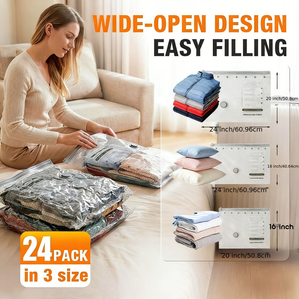Travel Compression Bags with Pump 24 Pack - Vacuum Storage Pouches for Clothing, Space Saving Packing Bags for Suitcase Backpack - product image 3