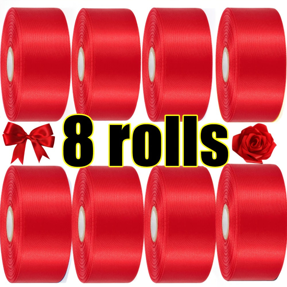 Satin Ribbon 1.5 Inch Wide – 8 Rolls 200 Yards Assorted Colors, Solid Color Silk Ribbon for Gift Wrapping, Hair Bows, Wedding, Party, Christmas & DIY Crafts - product image 4