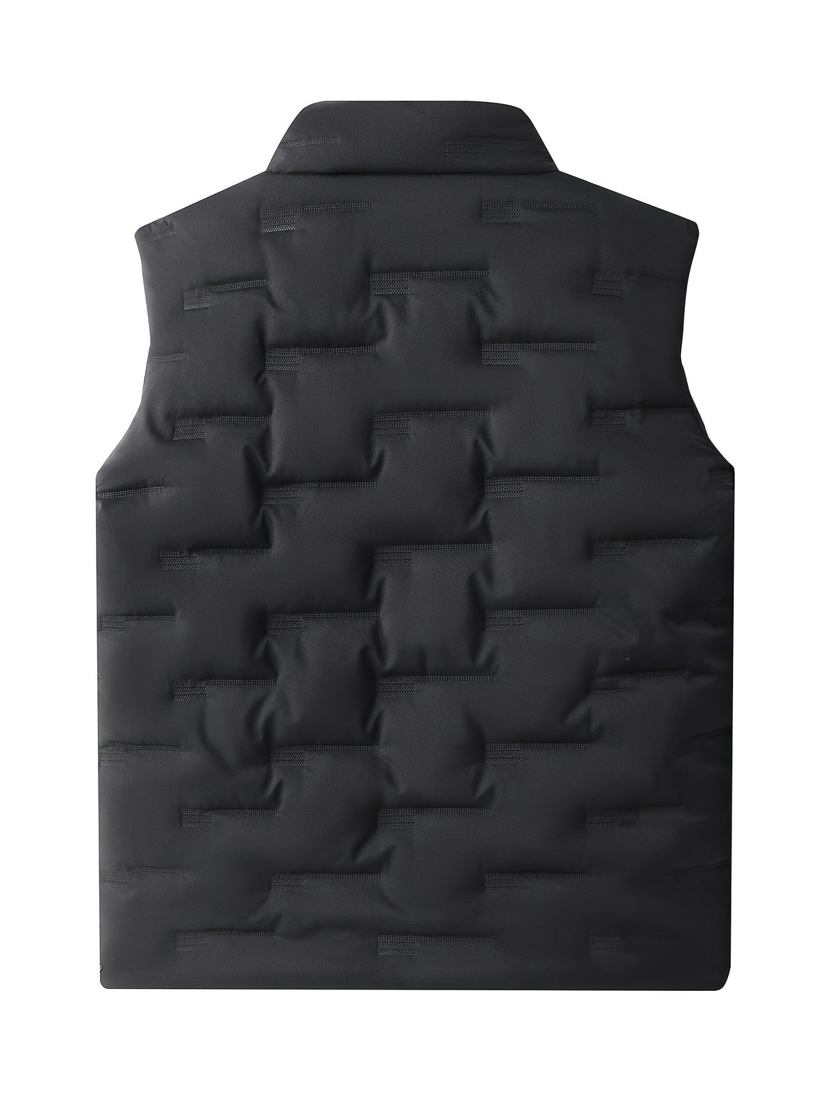 Men's Casual Stand Collar Vest, 100% Polyester Solid Color, Warm Fall/Winter Outerwear with Pockets, Non-Stretch Woven Fabric, Regular Fit - 120gsm - product image 2