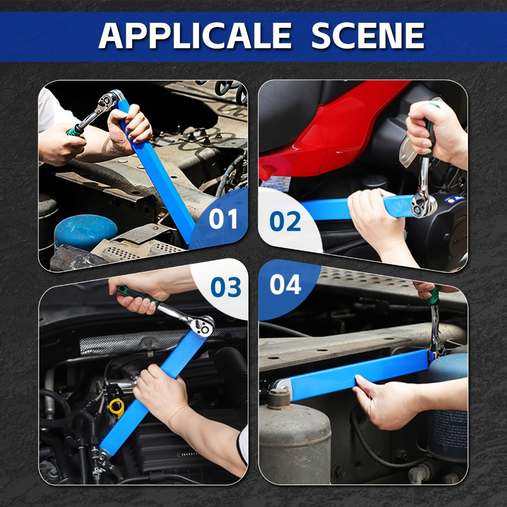 Ratchet Wrench Set 2-in-1 Multi-Function Offset Extension | 1/2" 1/4" 3/8" Square Head Adapters | 180° Swivel High Torque Non-Slip Handle | Durable Metal Automotive Repair Hand Too - product image 14
