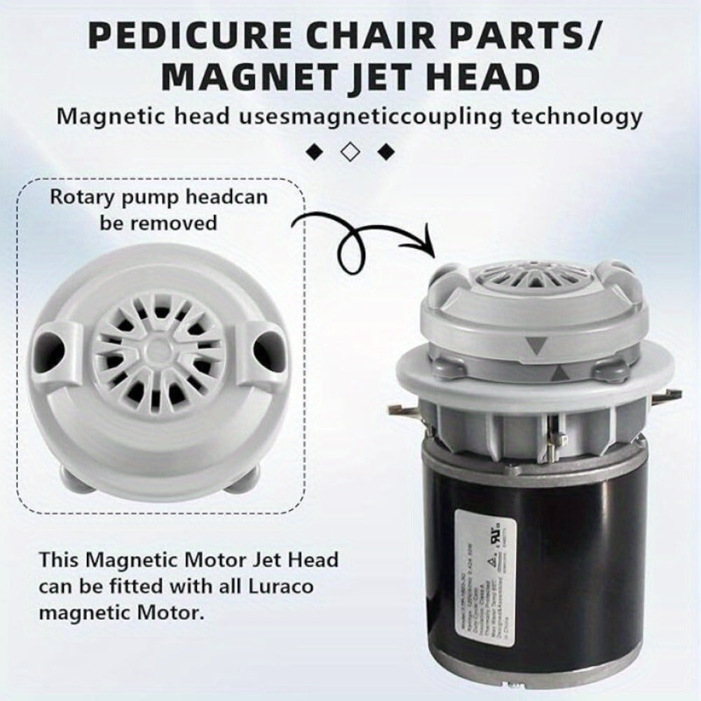 Magnetic Pipeless Jet Head Motor Replacement for Pedicure Spa Chair — Rotating Jet with Propeller & Cap, 4-Pin Connection, Luraco Compatible, Easy Clean, Durable Plastic, Grey - product image 6