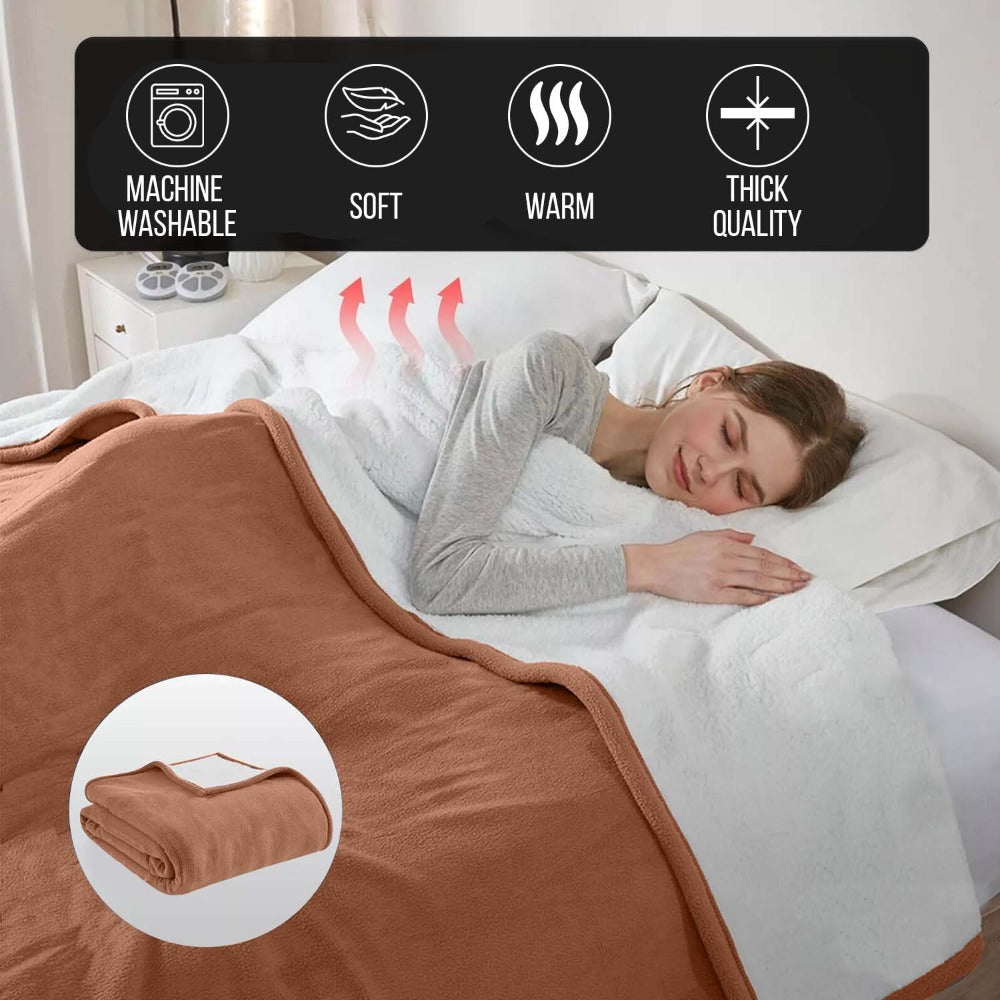 480GSM Sherpa Fleece Blanket – Double-Sided Heavy Warm Throw for Couch, Bed & Travel, Reversible All Season, 13 Colors, 3 Sizes - product image 45