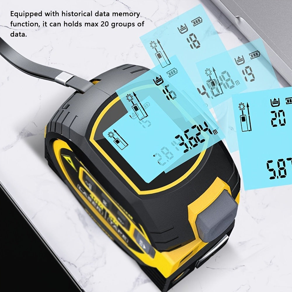 Laser Distance Meter 3-in-1 60M Laser Rangefinder with 5M Tape Measure Laser Cross Line Area Volume Pythagorean Measurement 20 Data Memory for Construction Housing Survey - product image 2