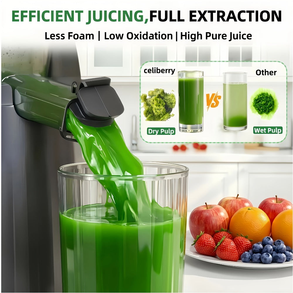 Masticating Juicer Cold Press - 4.25" Wide Feed Chute Auto-Feed Slow Juicer for Whole Fruits & Vegetables, 98% Juice Extraction, Quiet Motor, Easy to Clean, Compact for 1-2 People, - product image 3