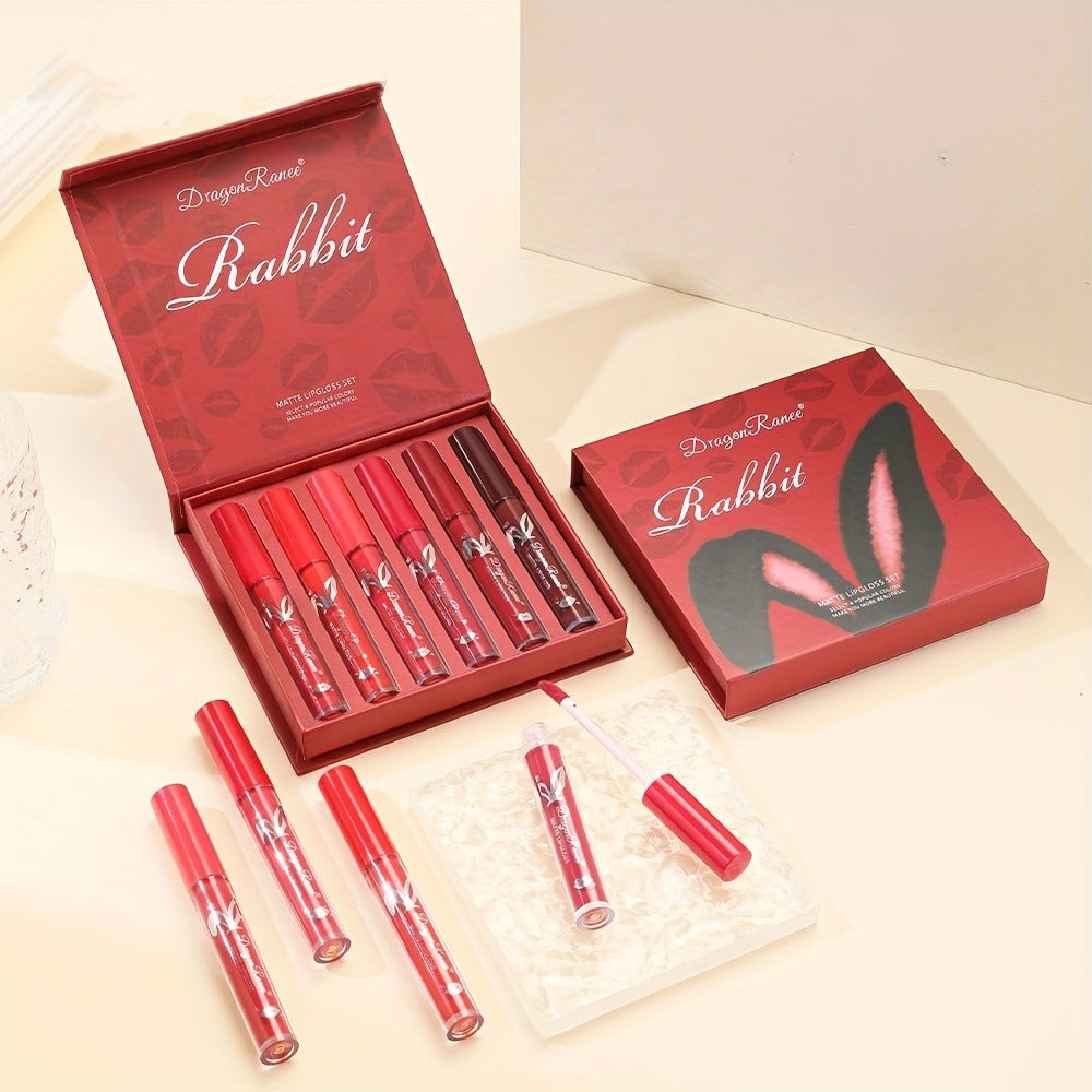 Red Lip Glaze Gift Set 6pcs in Elegant Box — Long-Lasting Smudge-Proof Glazed Finish, Smooth Paste Formula, All-Day Wear Versatile Lip Color for Beginners & Beauty Lovers, Holiday  - product image 7