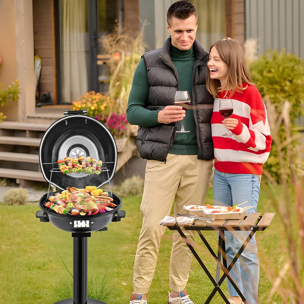 Electric Indoor Grill Smokeless Vertical Design 1.12 SqFt Griddle Warming Rack Adjustable Temp 200-425F Pull-Out Drip Pan 304 Stainless Steel for Steak BBQ Panini Camping - product image 7