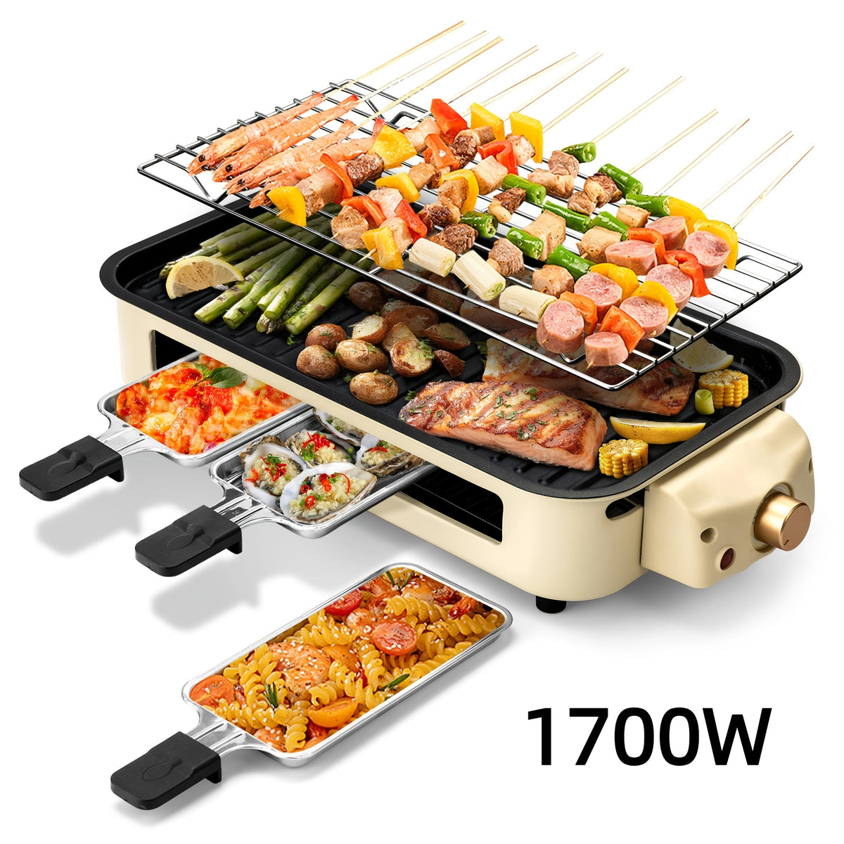Smokeless Electric Grill | Indoor Grill with Removable Non-Stick Plate, 1700W, Portable BBQ Grill, Electric Griddle, Stainless Steel, Dishwasher Safe, Perfect - product image 3