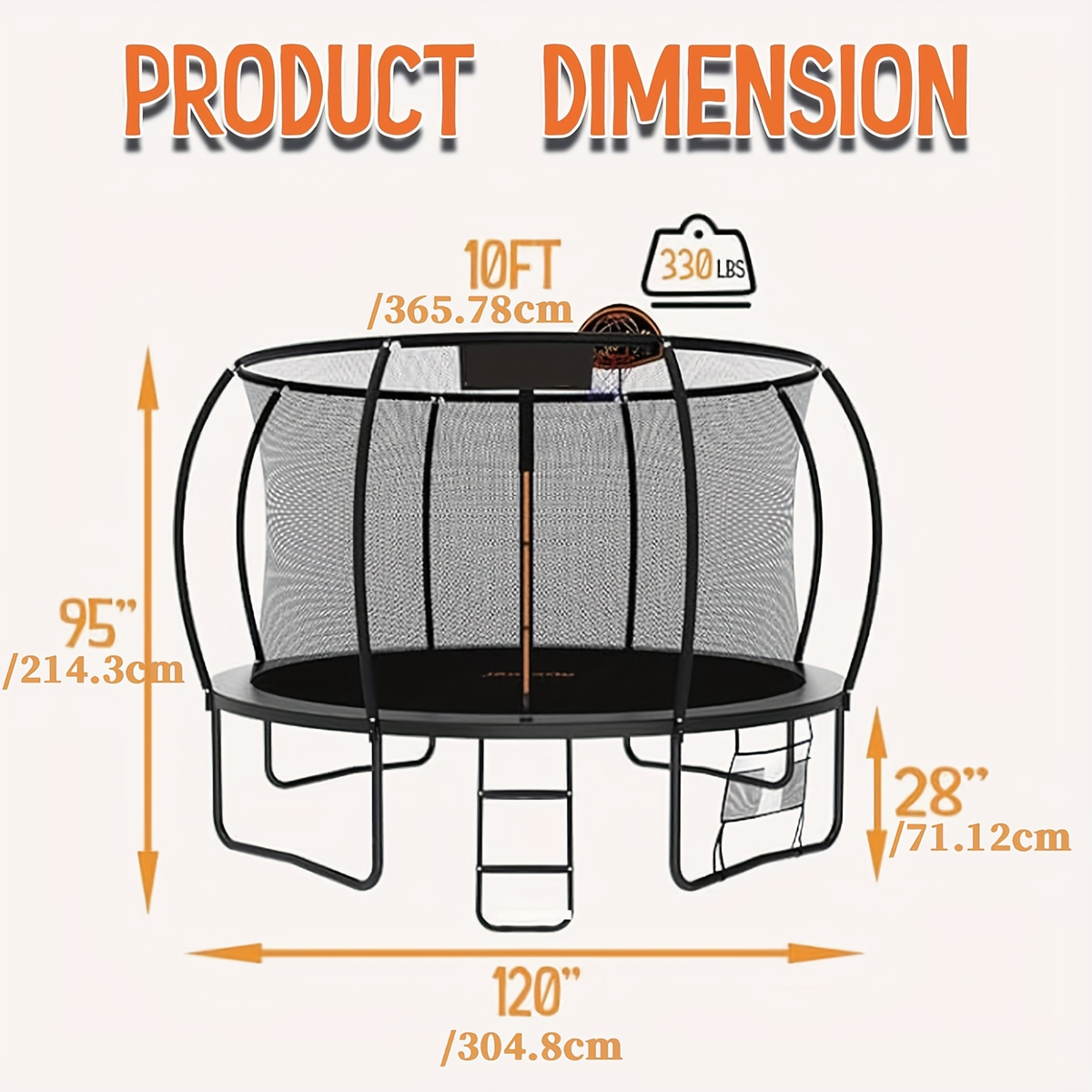 Outdoor Trampoline with Safety Enclosure Net Football Toss Game 8 10 12 14FT Round Backyard Trampoline for Kids Adults Indoor Outdoor Party Play - product image 2