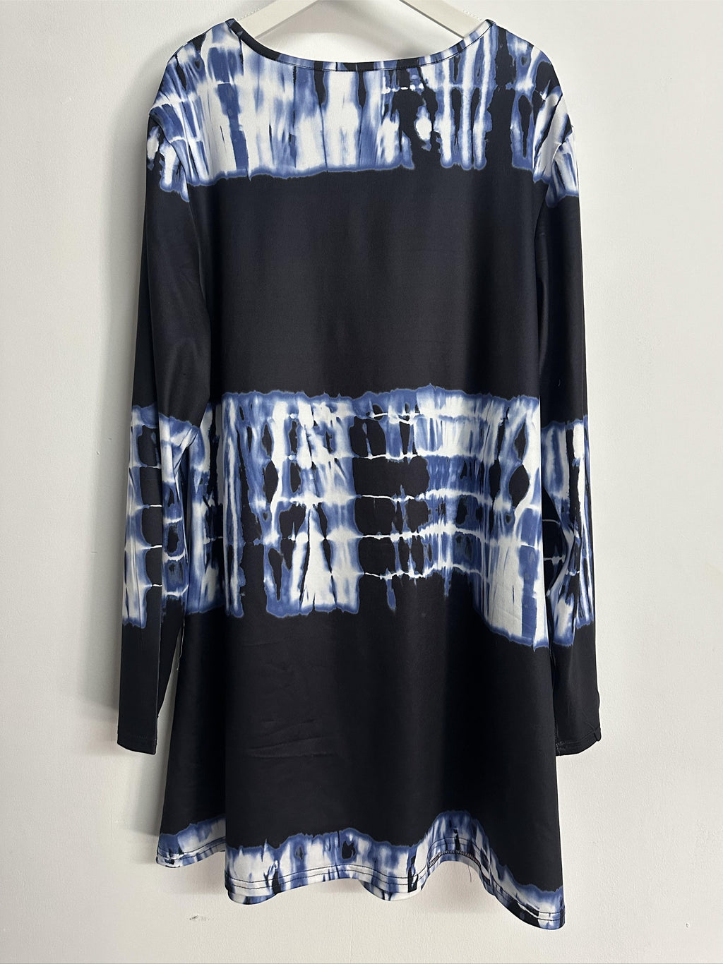 Plus Size, Plus Size Boho Top, Women's Plus Tie Dye Arabesque Print Long Sleeve Round Neck Slight Stretch Tunic Top - product image 6