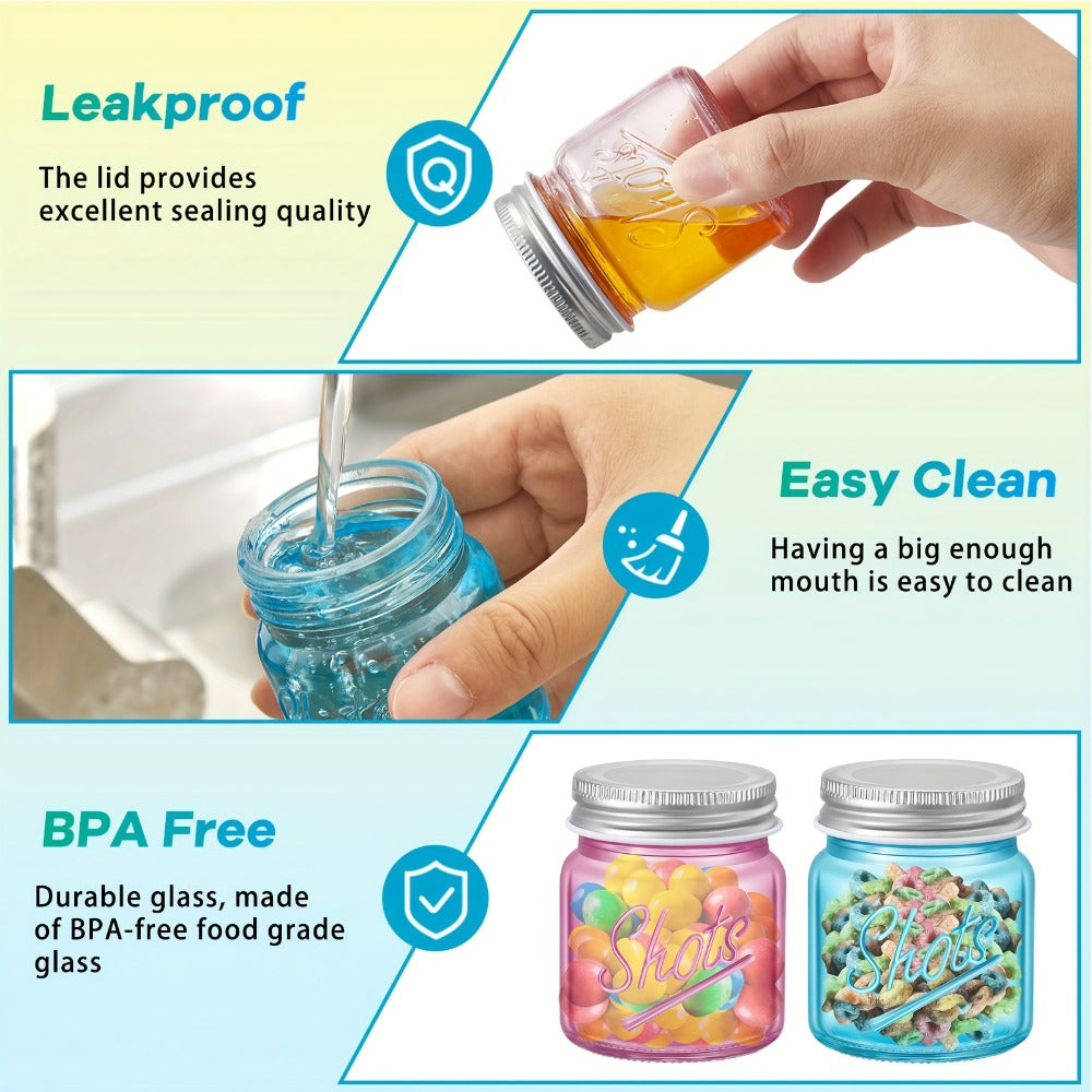 Mason Jar Shot Glasses 36 Pcs with Lids – 2 Oz Dishwasher Safe Mini Shooter Glasses – Perfect for Wedding Party Favors, Home Bar, Desserts, Halloween & Christmas Gift – Fresh Color - product image 2