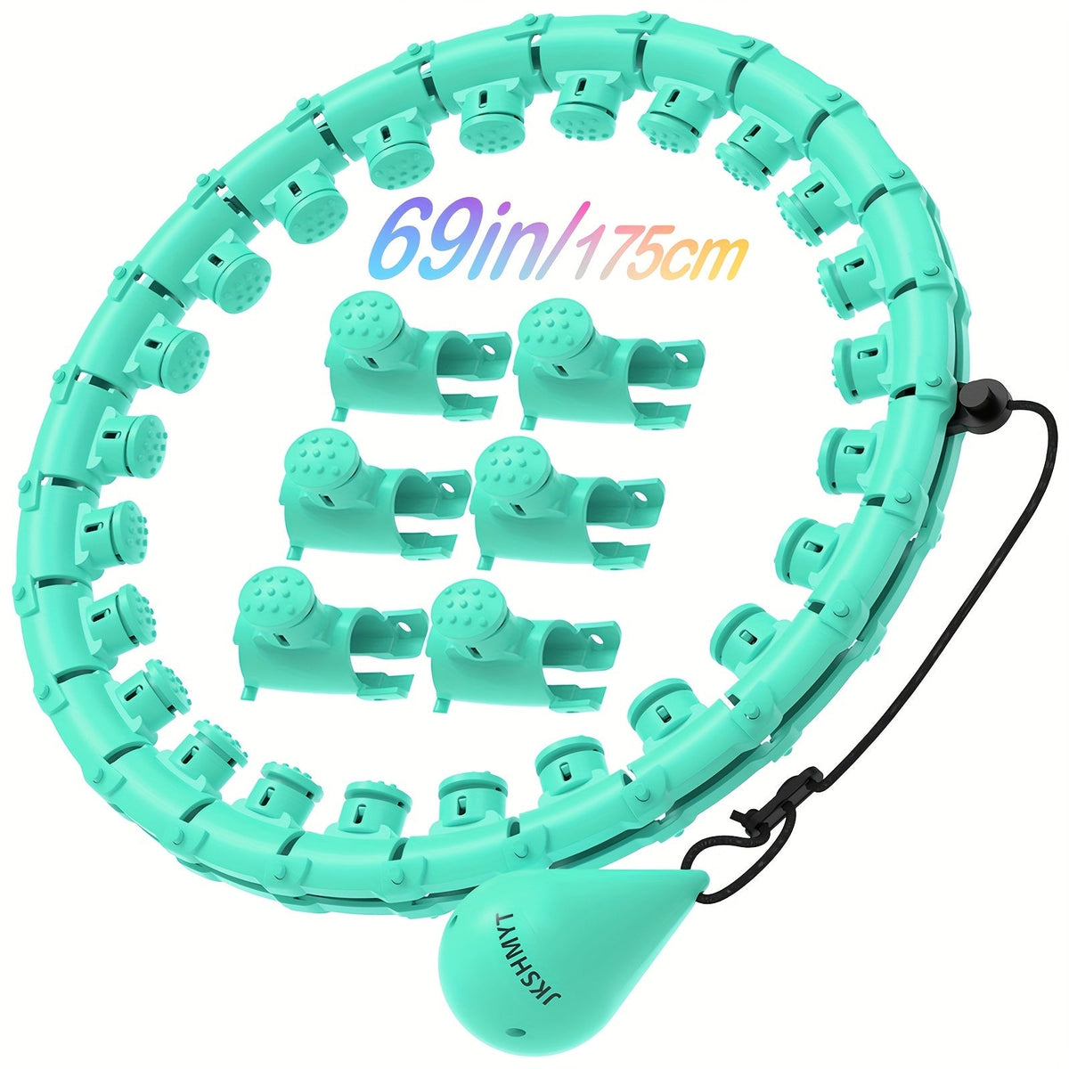 Weighted Hula Hoop Exercise Ring 69" | Smart Pilates Circle with 30 Detachable Knots, Plus Size Adjustable Fitness Hoop for Adults, Beginners & Core Workout
