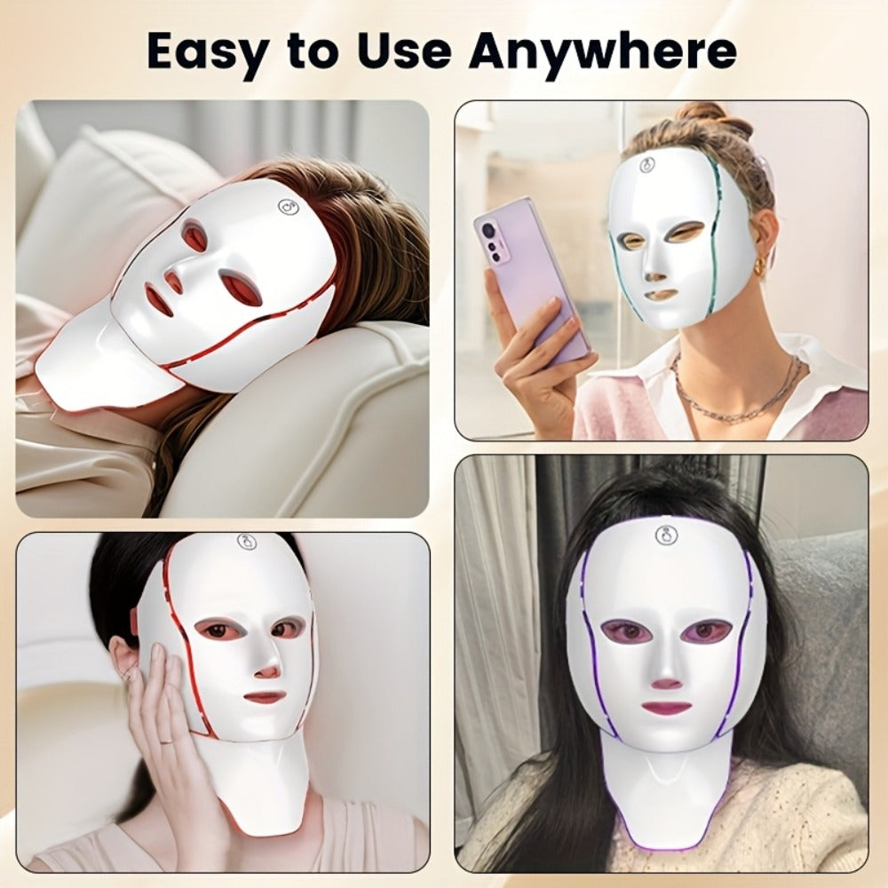 7-Color LED Light Therapy Facial Mask Device – Skincare Beauty Tool for Face & Neck, USB Rechargeable, Anti-Aging Red Light, Acne Blue Light, Skin Rejuvenation Gift - product image 12