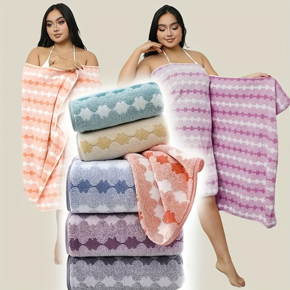 Extra Large Bath Towel Set 4 Piece for Women - 300GSM Ultra Soft Quick Dry Absorbent Solid Color Hand Towels | Orange Green Blue Purple Pink | Spa Yoga Fitness Gym Bathroom Gift - product image 2