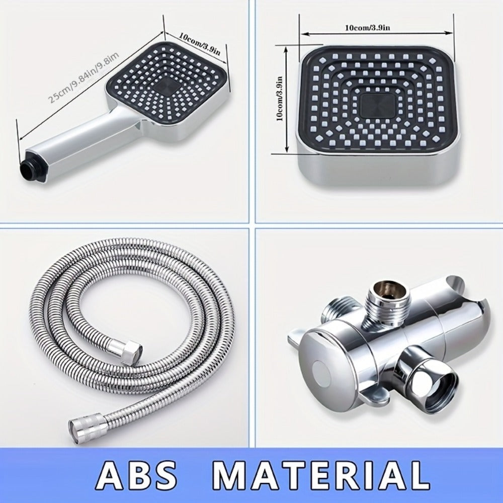 Handheld Shower Head Kit 4 Inch High Flow with Long Hose 3-Way Diverter Dual Purpose Shower Spray Assembly Wall Mount Bathroom Shower Fixtures Silver Black - product image 6