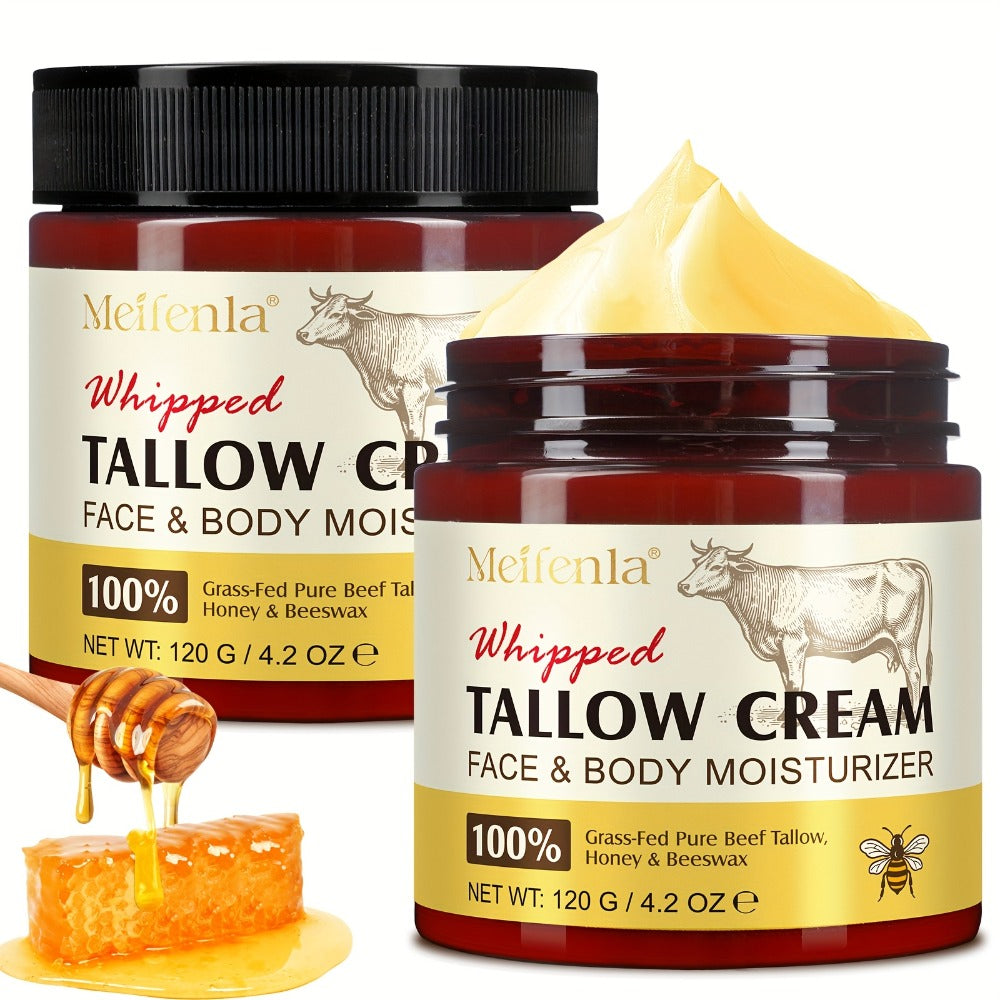 Whipped Tallow Cream 120g Grass-Fed Beef Tallow Honey Beeswax Moisturizing Face Body Hand Cream All Skin Types No Artificial Fragrance Skin Barrier Support - product image 5