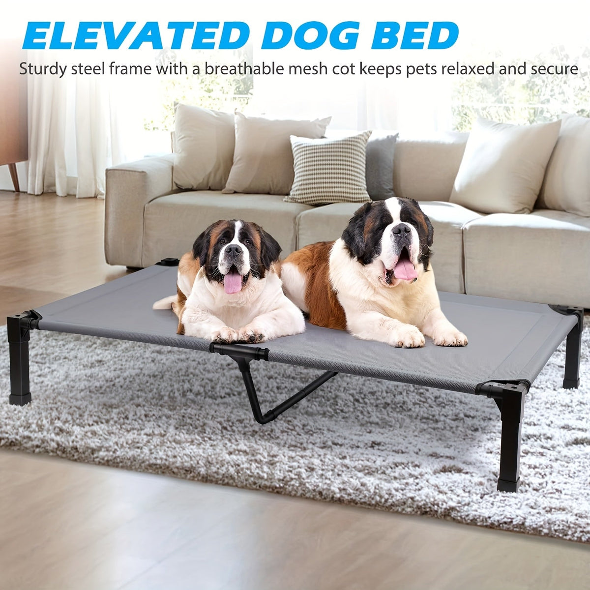 Elevated Dog Bed with Cooling Mesh & Metal Frame – Raised Dog Cot Bed with Washable Breathable Mesh, No-Slip Feet, Travel-friendly Dog Bed for Outdoor & Indoor - product image 5