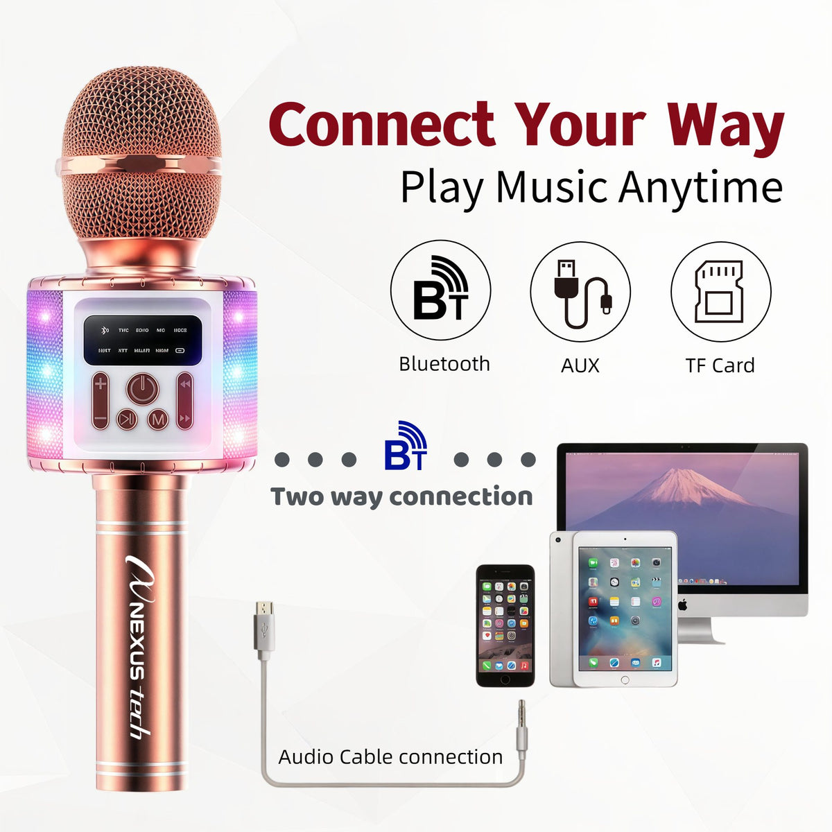 Wireless Karaoke Microphone Speaker with LED Lights and Fun Voice Changer - Portable Singing Mic, Perfect for Holiday Parties, Christmas Family Gatherings, New - product image 46