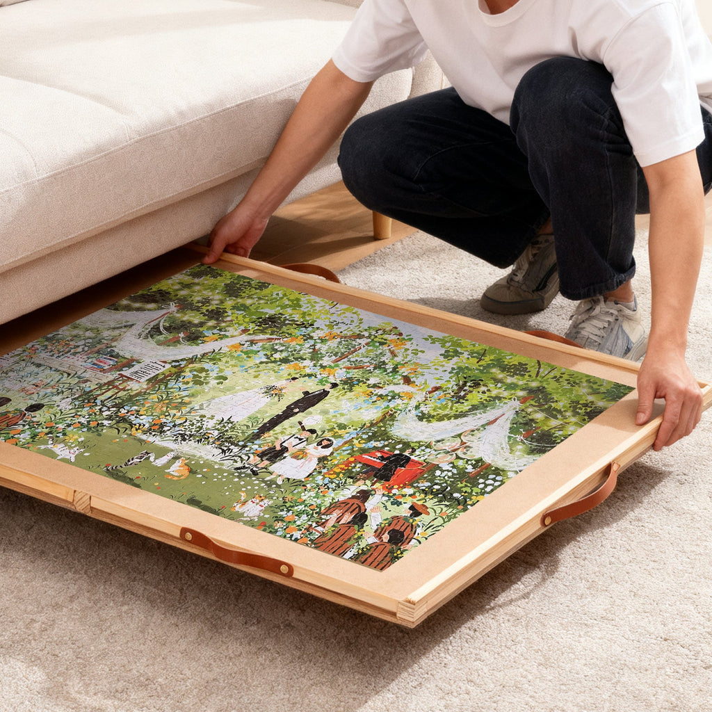 Large Puzzle Board Organizer with Dust Cover for 1500 Pieces, Ergonomic Gift for Adults & Seniors – Jigsaw Puzzle Table 35"x27" with 360° Rotating Turntable - product image 5