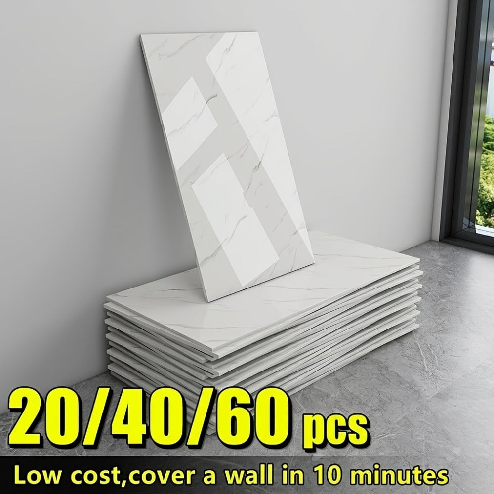 Marble Peel and Stick Wall Panels Self-Adhesive 3D Decorative Tiles - Glossy Marble Sheets for Bathroom Kitchen Living Room - Removable Vinyl Planks White Grey Black Imitation Ston - product image 18