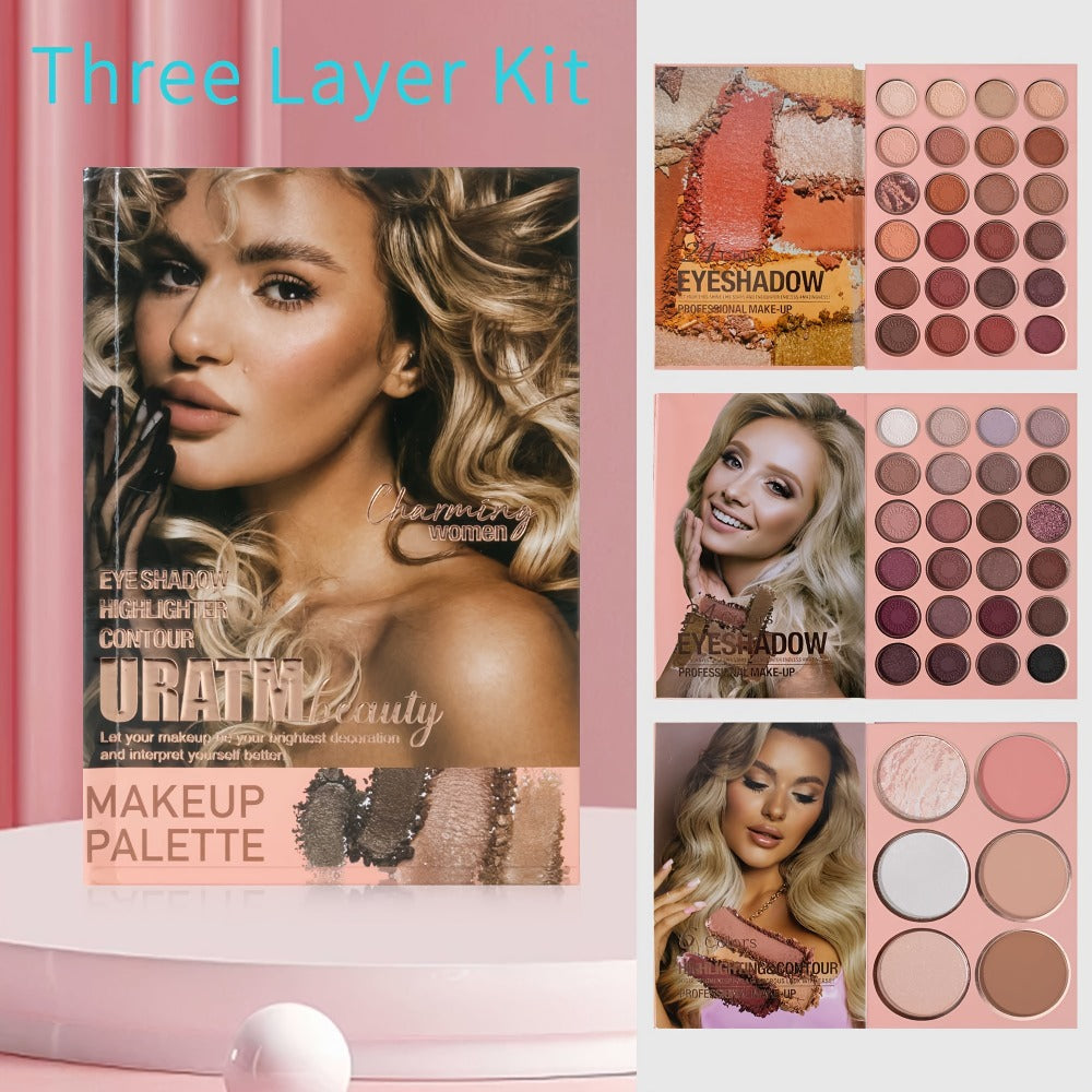 Eyeshadow Palette Book Style SHCOETY 4-in-11 Makeup Kit | 24-Color Eyeshadow + 6-Color Highlighter + 6-Color Blush + 7-Color Contour | Folding Magazine Design | All Skin Tones - product image 7