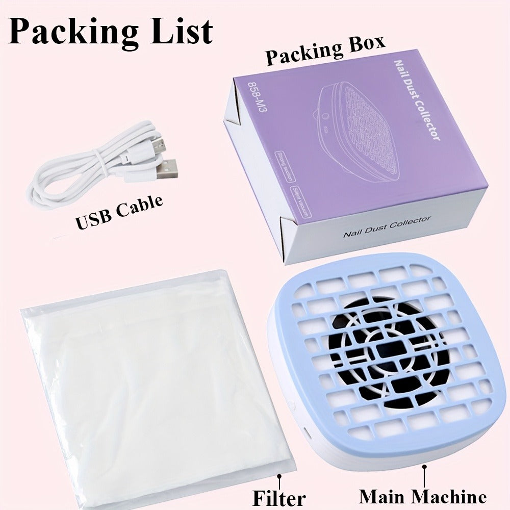 Nail Dust Collector Desktop USB Electric Nail Vacuum Fan Powerful Suction Powder Removal Machine with Filter for Manicure Nail Drill Salon Home Use White Pink Blue Purple - product image 10
