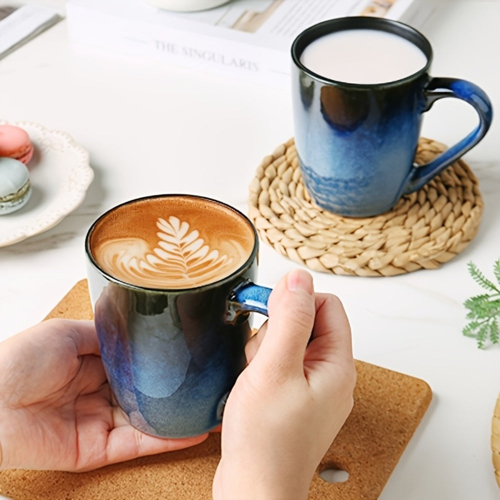 Gradient Blue Ceramic Mugs Set of 6 – 14 Oz Reaction Glaze Coffee Mugs – Durable Stain-Resistant Unique Design – Perfect for Coffee, Tea & Gifting at Weddings, Parties & Holidays - product image 8