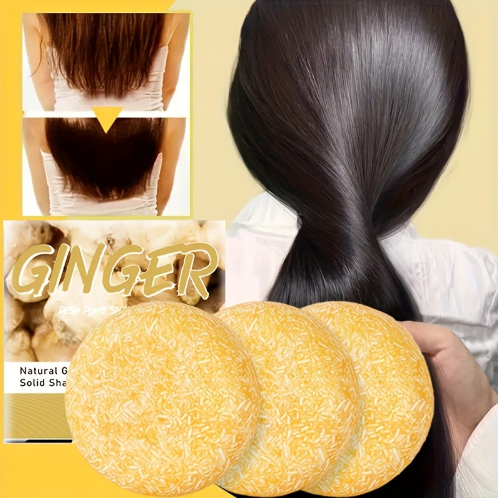 Ginger Shampoo Bar 3pcs × 60g — Natural Handmade Solid Shampoo Bar, Sulfate-Free, Paraben-Free & Vegan | Scalp Stimulating Ginger Formula for Hair Growth | All Hair Types | Unisex  - product image 2