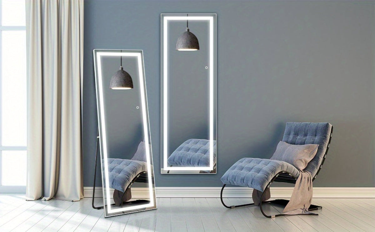 Full Length Mirror with LED Lights & Touch Sensor – 64"x21" Dimmable Smart Floor Mirror, Wall Mount or Freestanding, Slim Modern Frame for Bedroom, Vanity & Dressing Room - product image 17