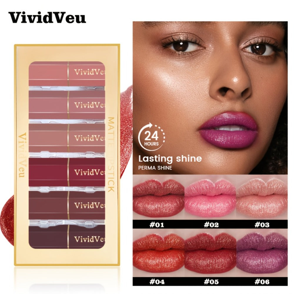 Berry Lipstick Set 6pcs Squalane Moisturizing Cream Formula — Smooth Buildable Color Rose to Deep Plum, Easy-Apply for All Skin Tones, Holiday Halloween Christmas Makeup Gift for W - product image