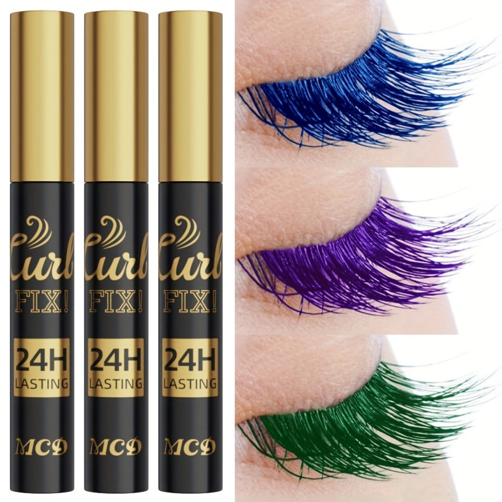Colorful Mascara Set 3-Piece Bright Shades with Eyebrow Pencil Eyeshadow Pencil & Waterproof Eyeliner – Long-Lasting Curled Lengthening Eye Makeup Kit for Party Festival Everyday - product image