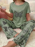 2pcs Women's Pajama Set With Butterfly Pattern Top and Pants - product image 9
