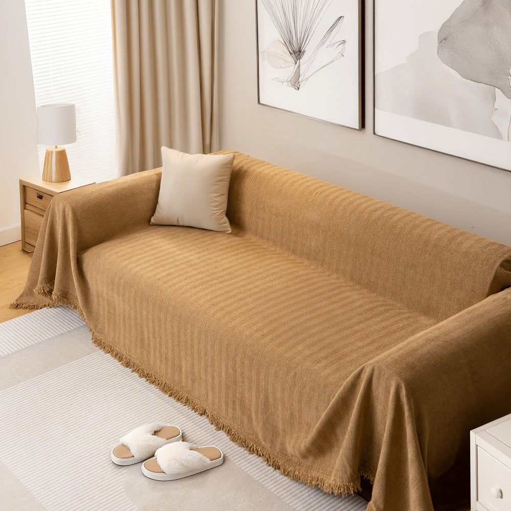 Couch Cover Throw Chenille Fringe Extra Large - Pet Friendly Scratch Proof Non-Slip Washable Polyester Sofa Protector | 3 Seat 71x102in 4 Seat 71x134in | Beige Gray Brown | Living  - product image 14