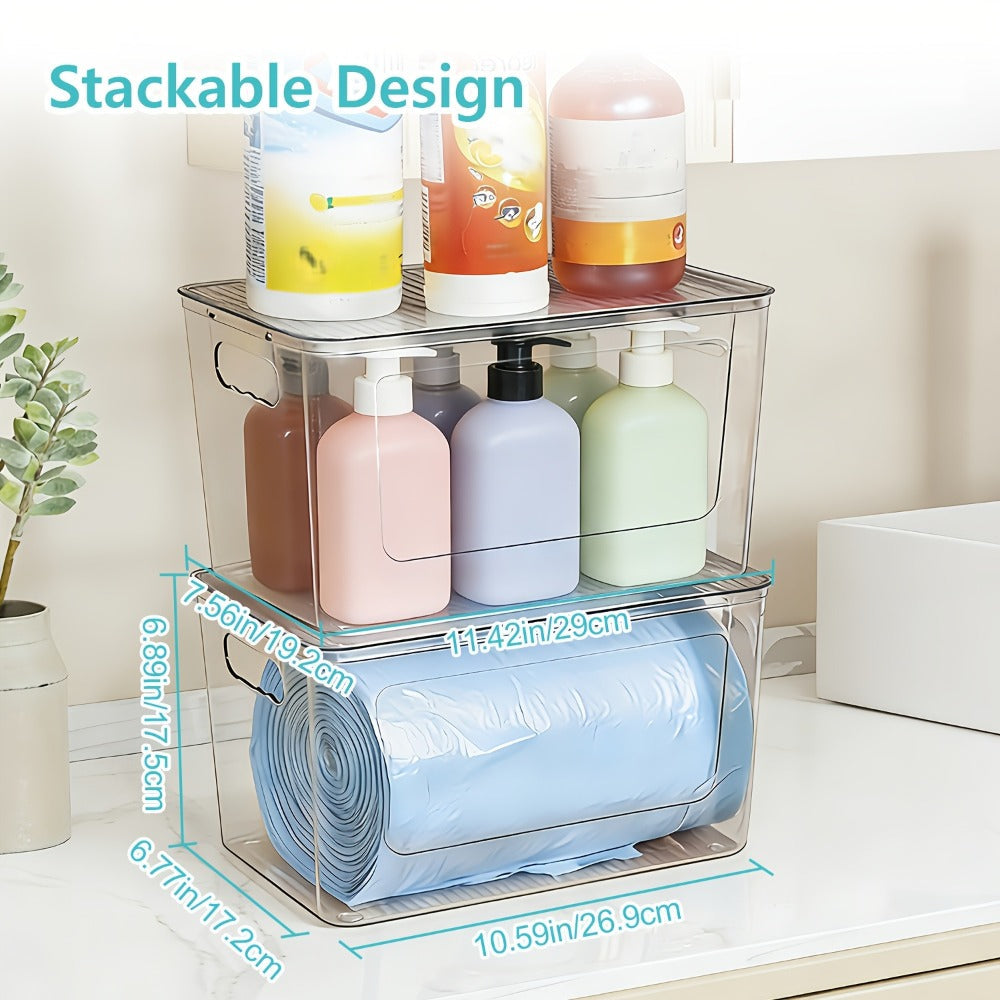 Trash Bag Dispenser 2 Pack – Clear Stackable Garbage Bag Holder for 13/30/33 Gallon Bags, Under Sink Organizer, Locking Lid, Anti-Slip, Kitchen Pantry Laundry Room Cabinet Storage - product image 2