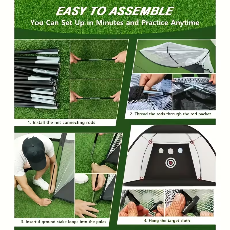 Golf Practice Net Set 10x7ft | Tri-Turf Mat, Target Design, 5 Balls, Tees & Storage Bag | Backyard Golf Training Net for Home Use - product image 5