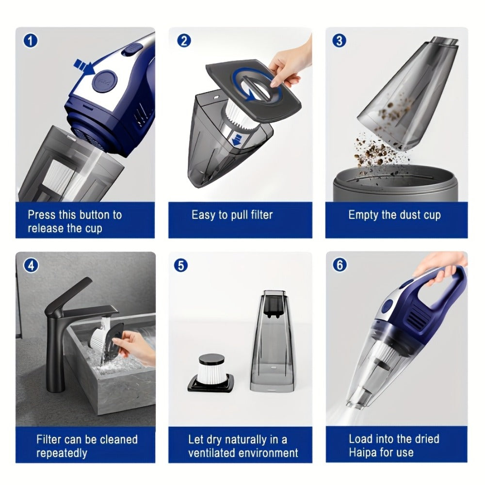 Handheld Cordless Vacuum Cleaner with Powerful Suction – Portable USB Rechargeable Mini Vacuum with Multiple Accessories for Car, Home, Office & Tight Spaces - product image 12