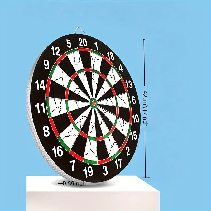 Dartboard Set with 6 Steel Tip Darts | 17 Inch Hanging Dart Board for Indoor Game Room, Holiday Party, Family Fun Night