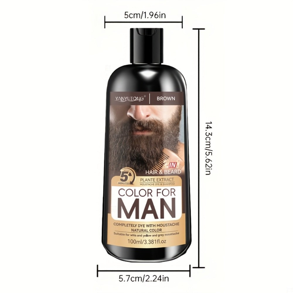 Gray Beard Dye Shampoo for Men 2-in-1 Semi-Permanent Natural Sulfate-Free Formula — Colors & Conditions in One Step, Fast Gray Coverage for Beard Sideburns & Hair, Black Brown Ches - product image 5