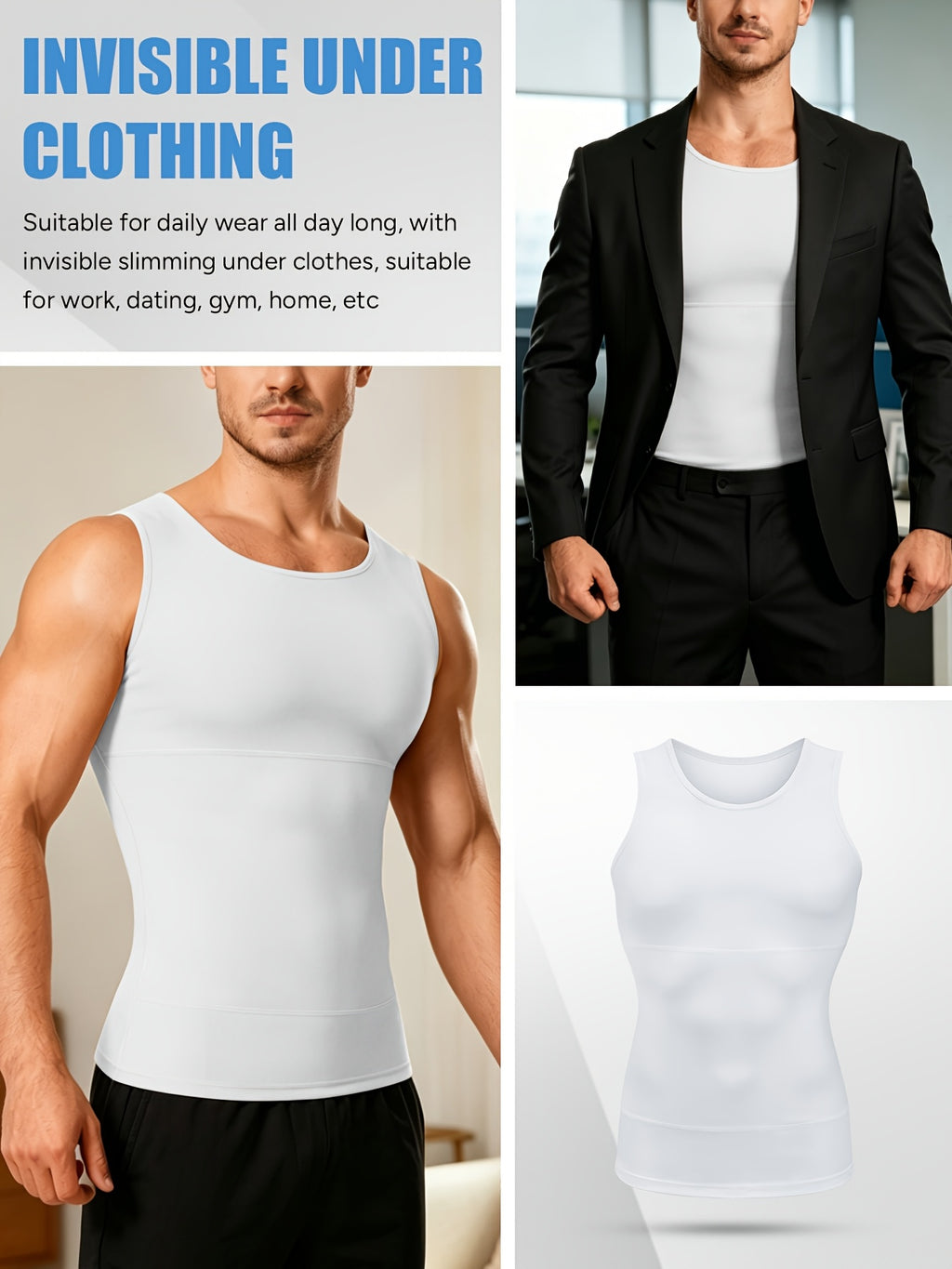 Men' Compression Shirt & Body Shaper Vest - High-Elastic Workout Tank Top with Abdominal Toning, Tight-Fit Shirt Suitable for Gym, Post-Surgery, Year-Round - product image 21