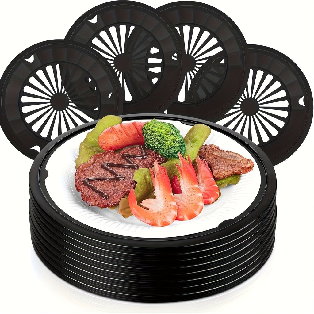 Reusable Plastic Paper Plate Holders Set – 10 Inch Snap-On Groove Design, Thickened Long-lasting Holder for Picnics, BBQ, Camping & Party Dinners, Streamlined - product image