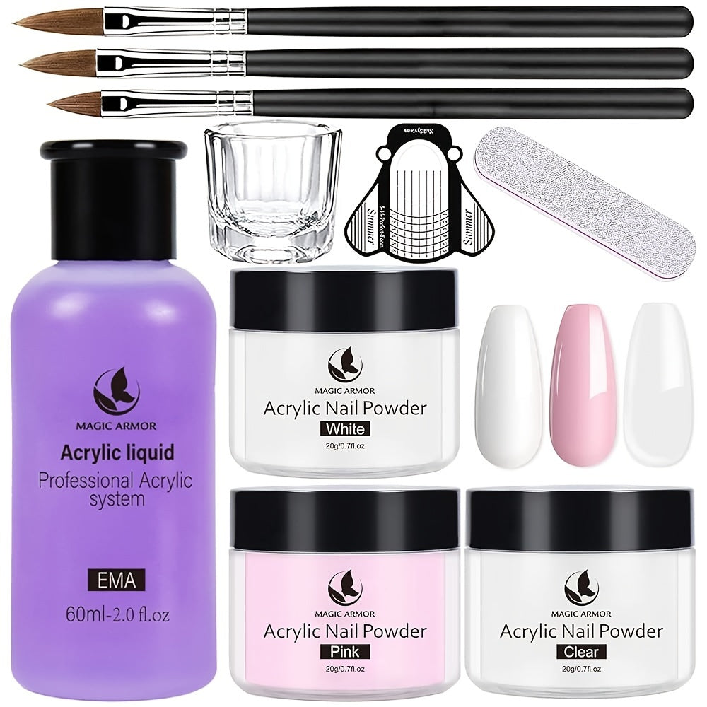 Acrylic Nail Kit for Beginners Nail Technicians with Professional Brush Tricolor Acrylic Powder Complete Starter Set for Practice Nail Extensions Salon Quality DIY Nails - product image 7